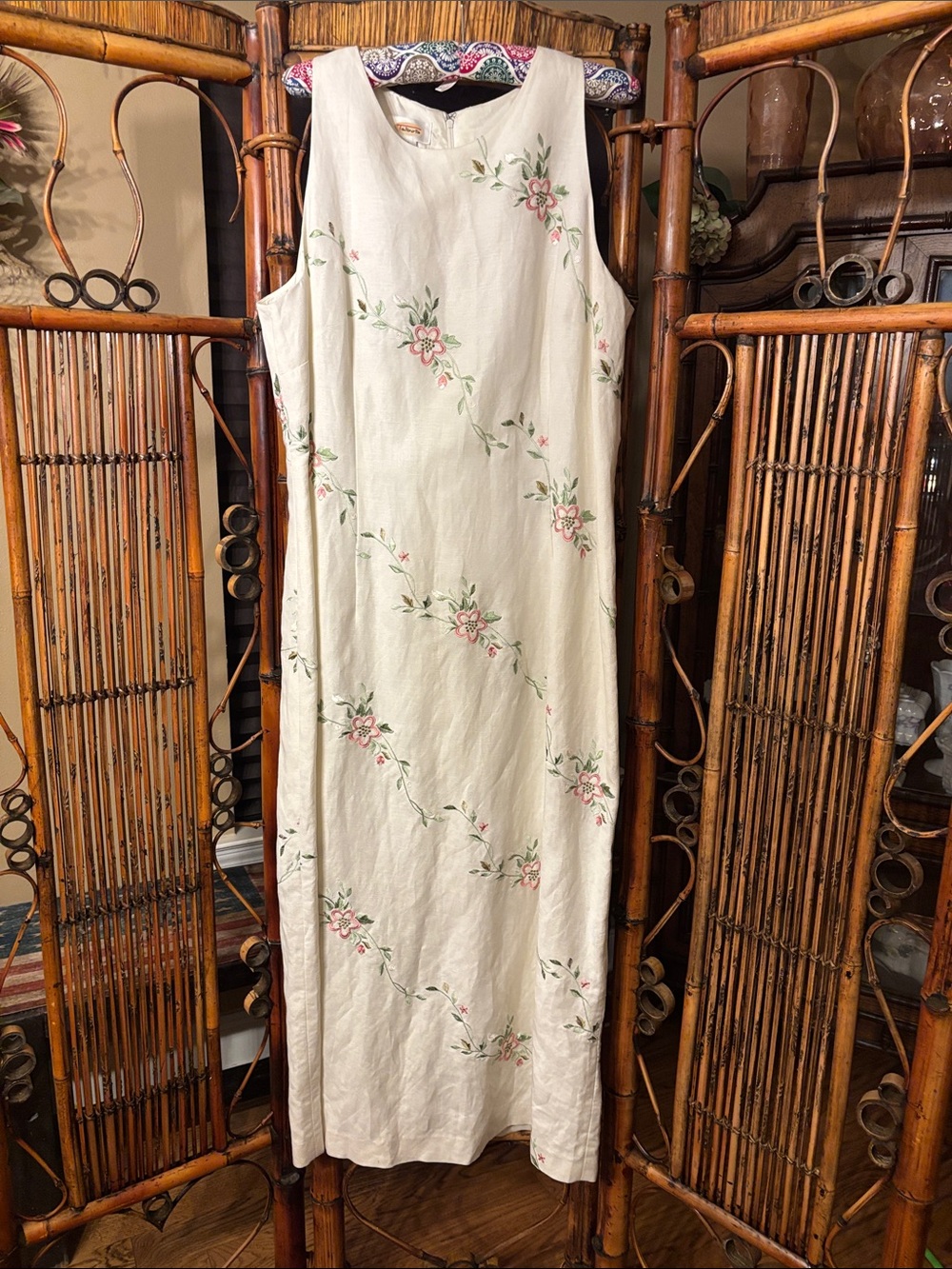 Talbots Windsor White Floral Embroidered Sleeveless Dress